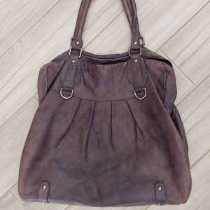 Nordstrom Vintage Purple Italian Leather Satchel Tote Handbag   Size XL